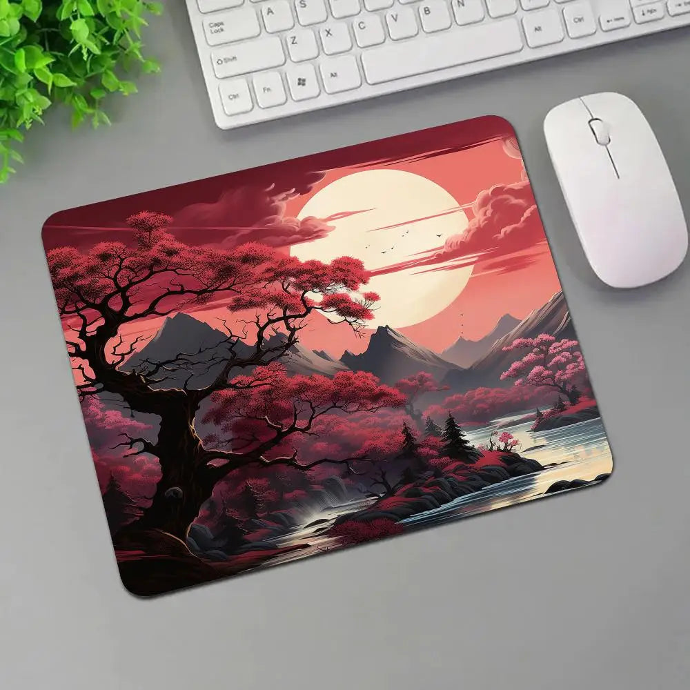 Full Moon Art Landscape Design small-sized mouse pad desk mat gaming mats pc accessories laptop office pads rubber anti-slip