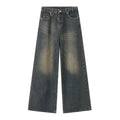 IEFB 2024 Autumn Men Denim Pants Straight Droop Vintage Loose Bottom Straight Wide Leg Casual Male Trousers Korean Style 9C1519
