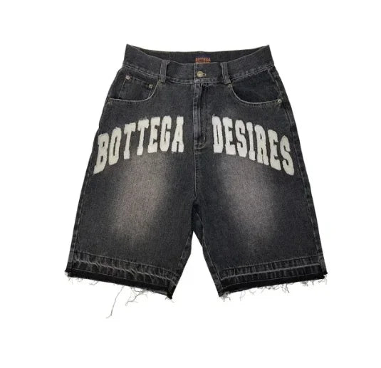 High Quality Street Y2K Retro Denim Shorts Shinjuku Hip Hop Pocket Loose Denim Shorts For Men and Women In Summer Gothic Shorts