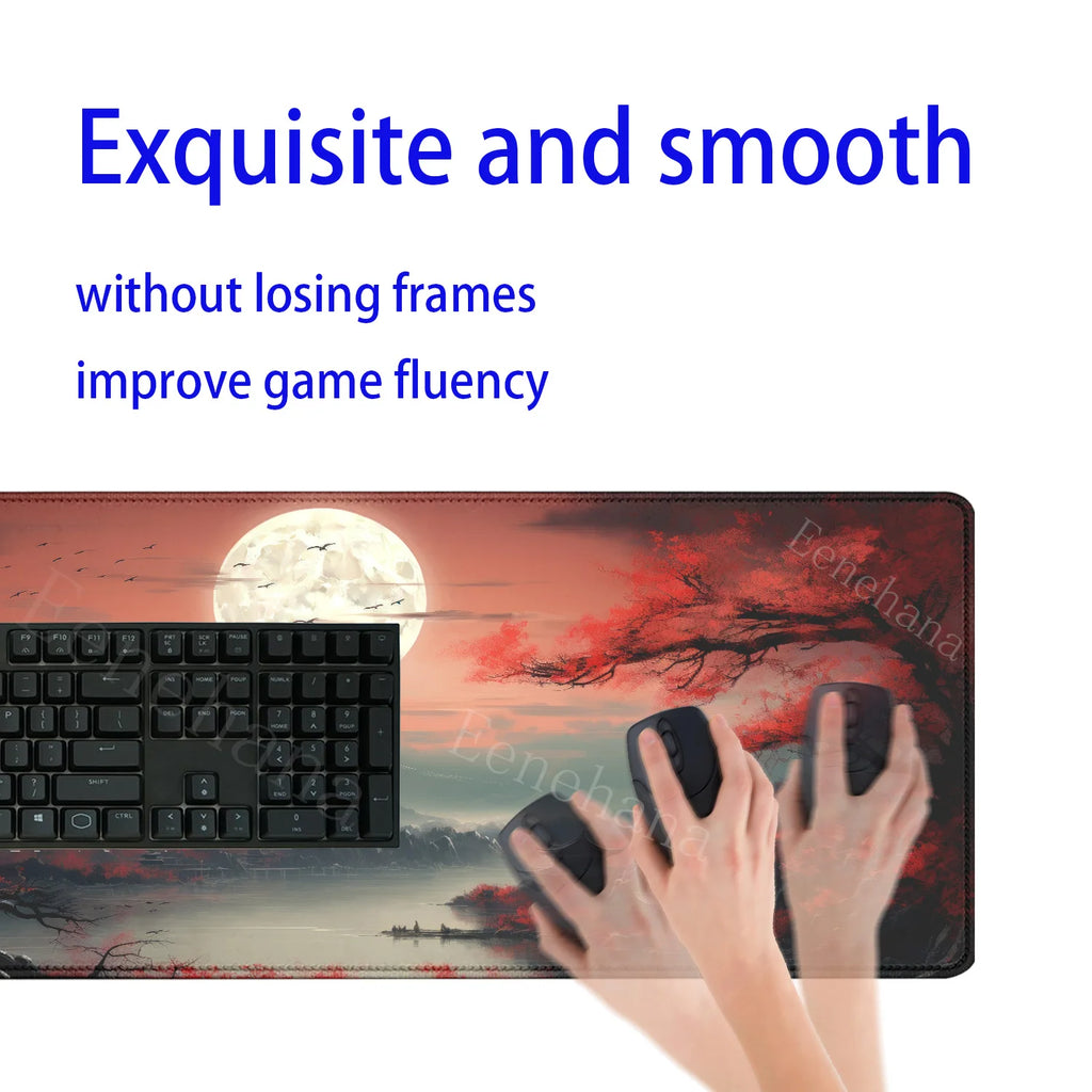 Mouse Pad Red and black art landscapes sunset large anti-slip offices accessories Mousepad keyboard HD Printing overlock Desk Ma