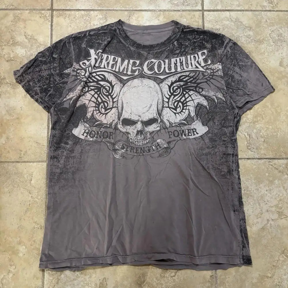 European and American men's summer fashion skull letter print comfortable and breathable round neck T-shirt outdoor street top