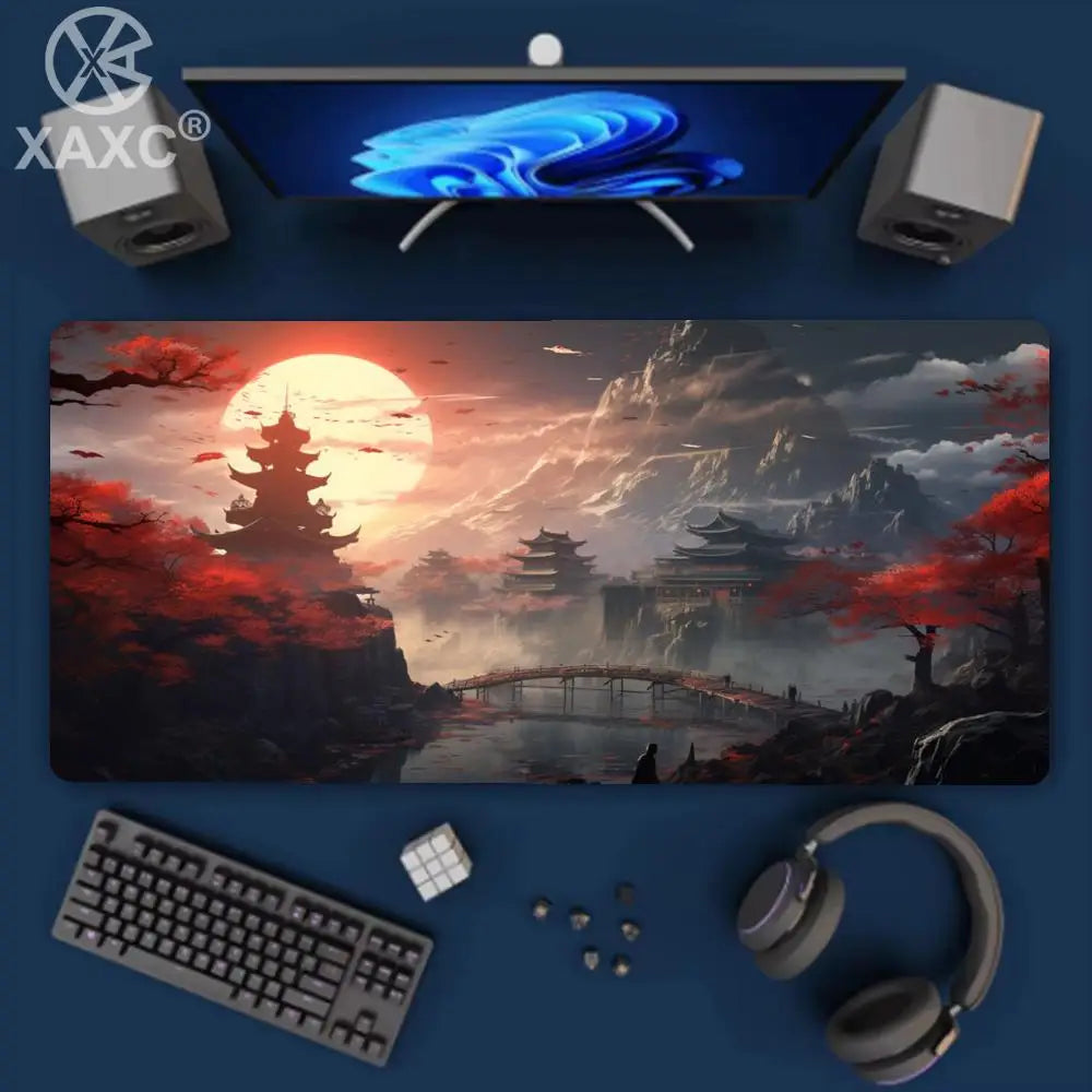 Red and black art landscapes large Mouse Pad anti-slip Durable Desk Mat offices accessories keyboard mouse mat tapis de XAXC