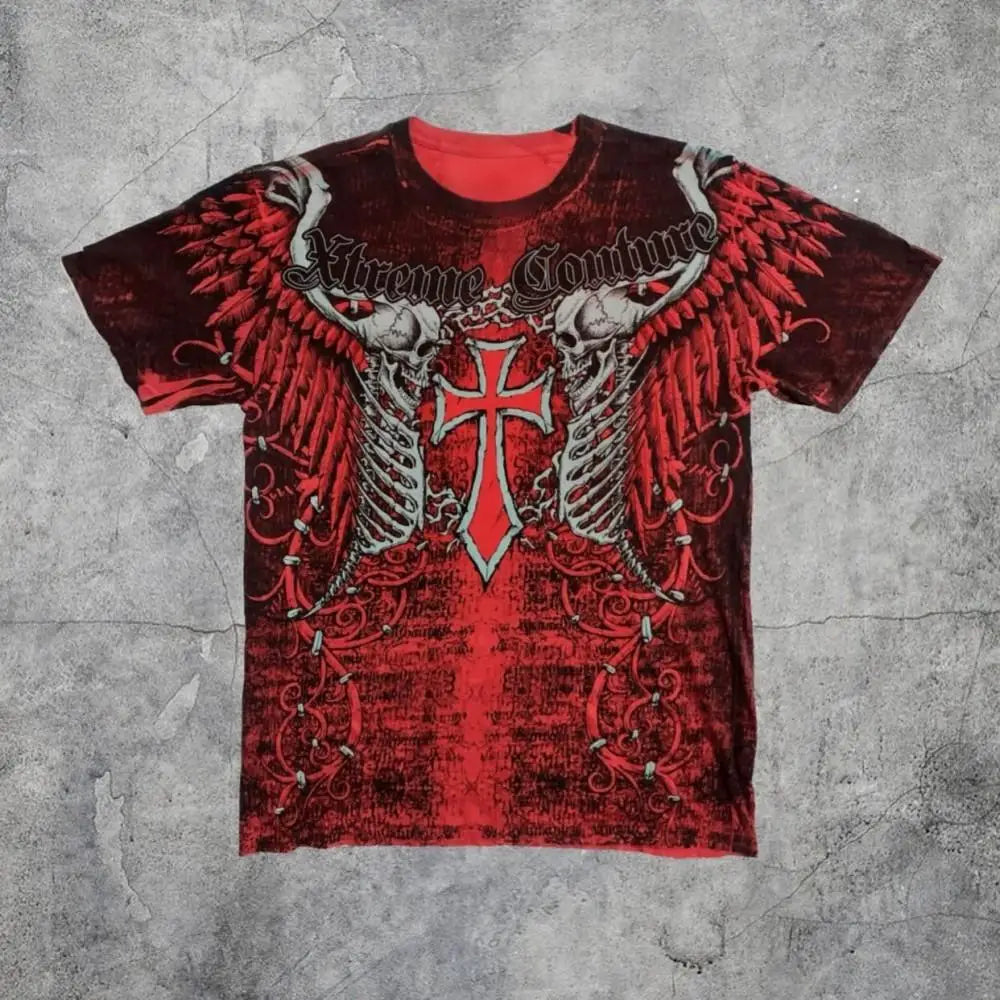 European and American men's summer fashion skull letter print comfortable and breathable round neck T-shirt outdoor street top