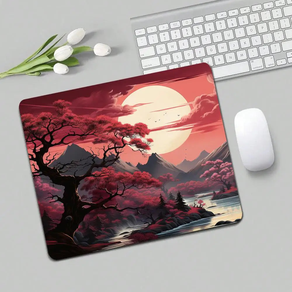 Full Moon Art Landscape Design small-sized mouse pad desk mat gaming mats pc accessories laptop office pads rubber anti-slip