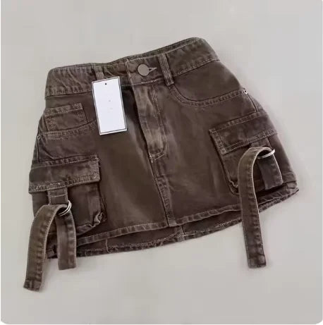 High Quality Street Y2K Retro Denim Shorts Shinjuku Hip Hop Pocket Loose Denim Shorts For Men and Women In Summer Gothic Shorts