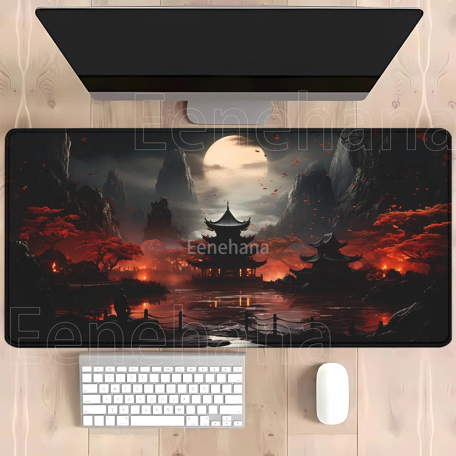 Mouse Pad Red and black art landscapes sunset large anti-slip offices accessories Mousepad keyboard HD Printing overlock Desk Ma