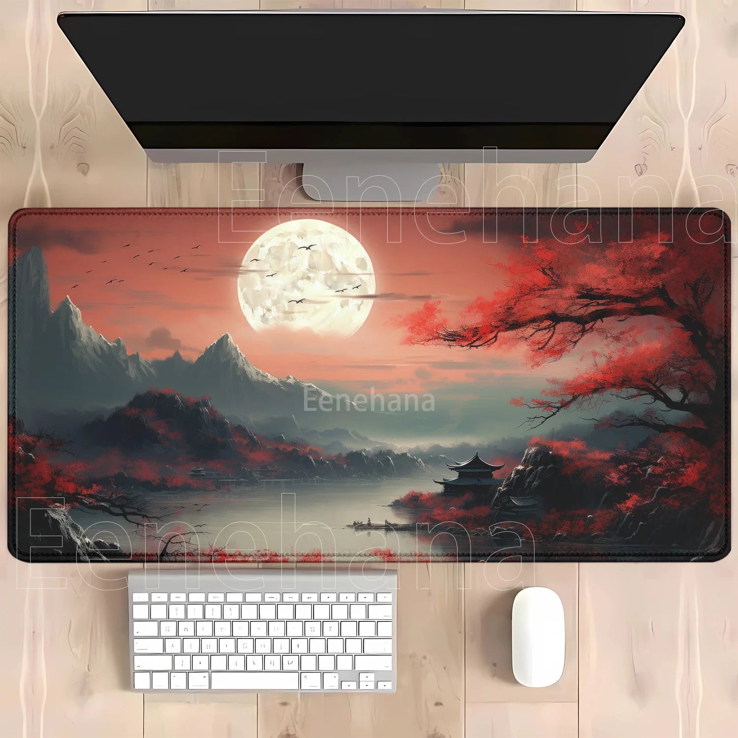 Mouse Pad Red and black art landscapes sunset large anti-slip offices accessories Mousepad keyboard HD Printing overlock Desk Ma