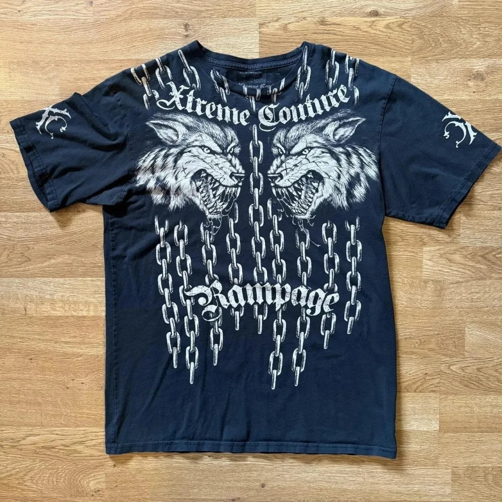 European and American men's summer fashion skull letter print comfortable and breathable round neck T-shirt outdoor street top