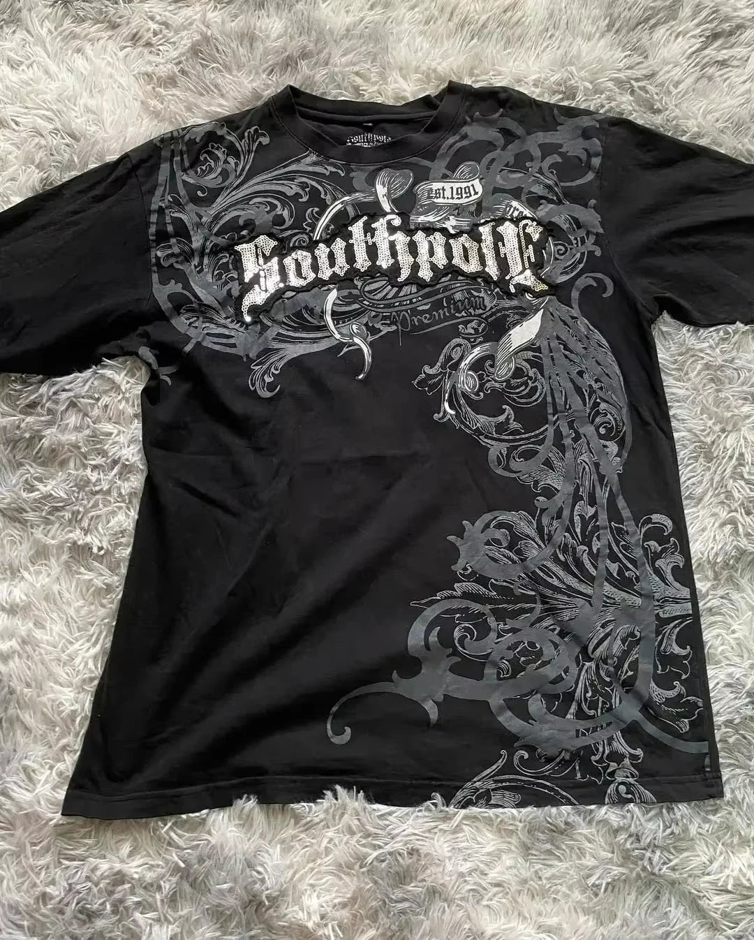 2025s High Street Shirts Y2K Mens Graphic Print Oversized T Shirt Harajuku Gothic Round Neck Cotton Tops New  Mens T Shirt