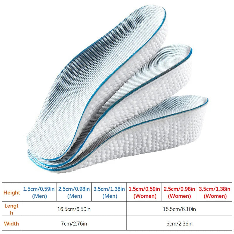 1.5cm 2.5cm 3.5cm Arch Support Height Increase Insoles Soft Half Insole for Men Women Feet Arch Support Orthopedic Shoes Pads