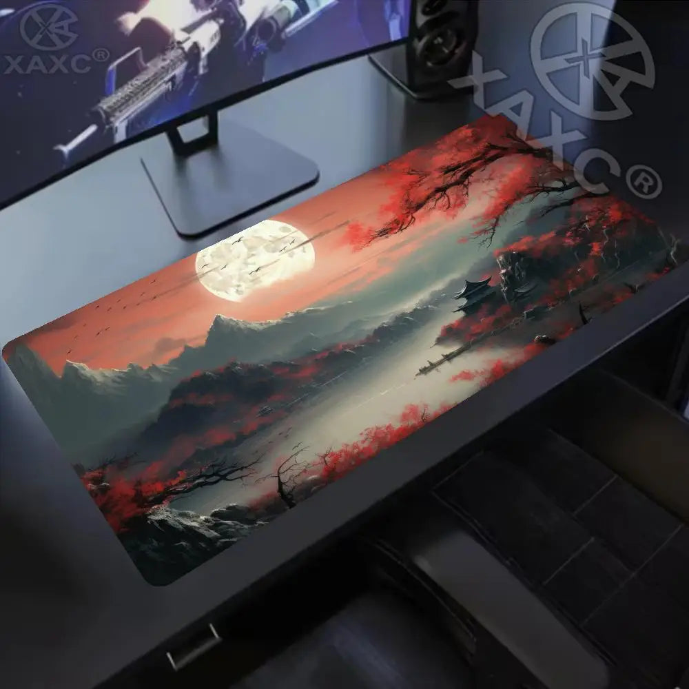 Red and black art landscapes large Mouse Pad anti-slip Durable Desk Mat offices accessories keyboard mouse mat tapis de XAXC