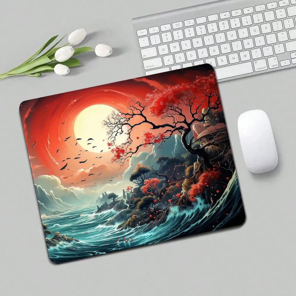 Full Moon Art Landscape Design small-sized mouse pad desk mat gaming mats pc accessories laptop office pads rubber anti-slip