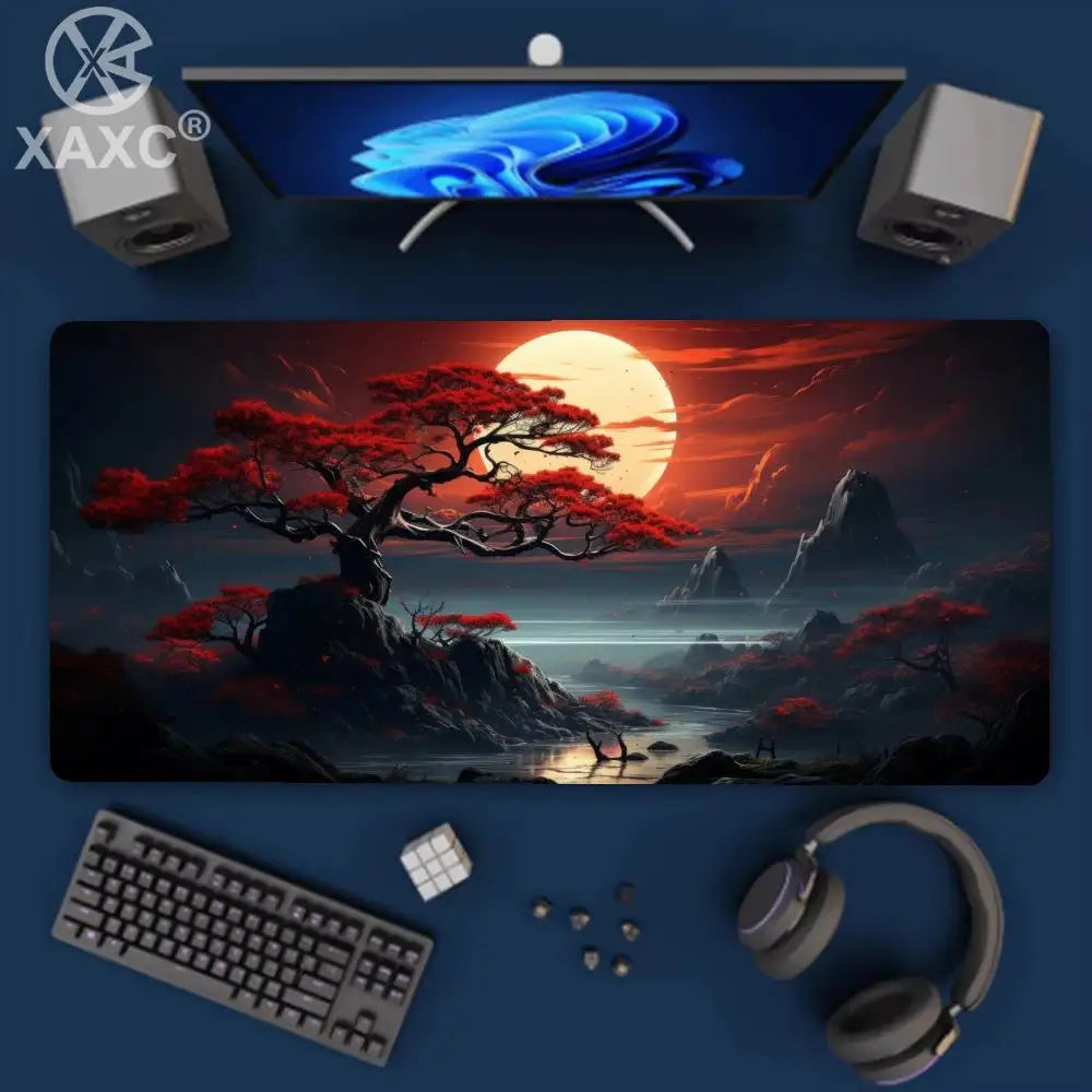 Red and black art landscapes large Mouse Pad anti-slip Durable Desk Mat offices accessories keyboard mouse mat tapis de XAXC