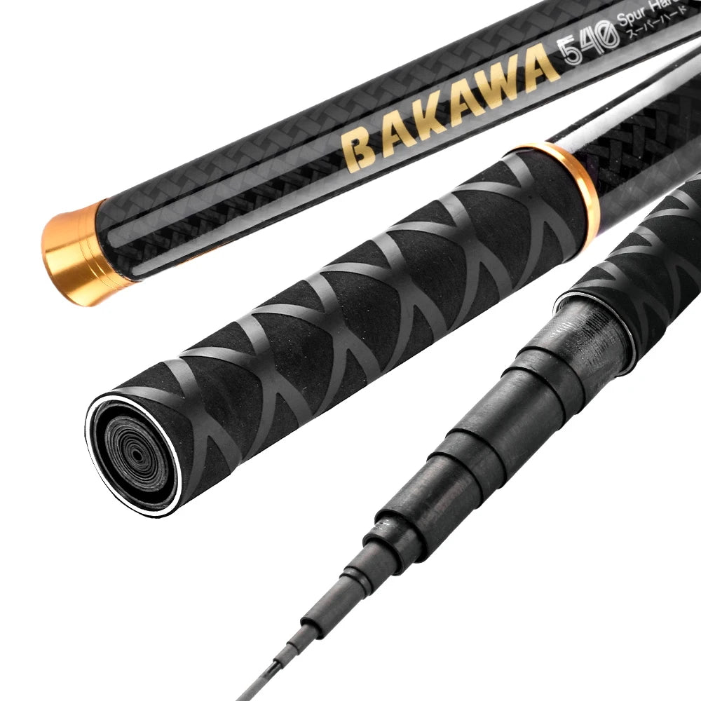 BAKAWA Ultralight Carbon Fishing Rods 1.8M-7.2M Portable Telescopic Travel Mini Stream Feeder Pole Hard Pesca Carp Freshwater