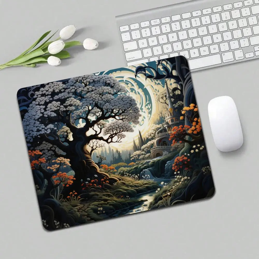 Full Moon Art Landscape Design small-sized mouse pad desk mat gaming mats pc accessories laptop office pads rubber anti-slip