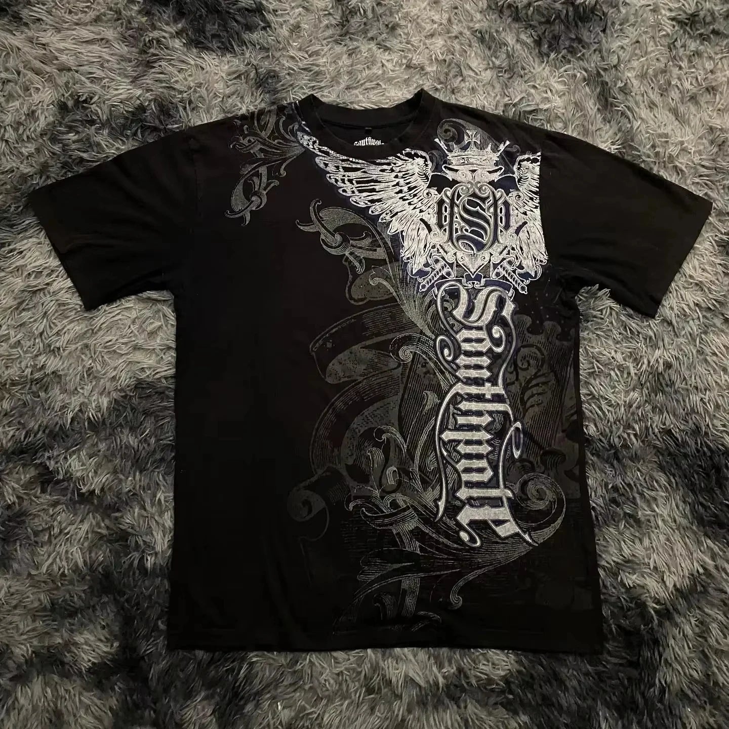 2025s High Street Shirts Y2K Mens Graphic Print Oversized T Shirt Harajuku Gothic Round Neck Cotton Tops New  Mens T Shirt
