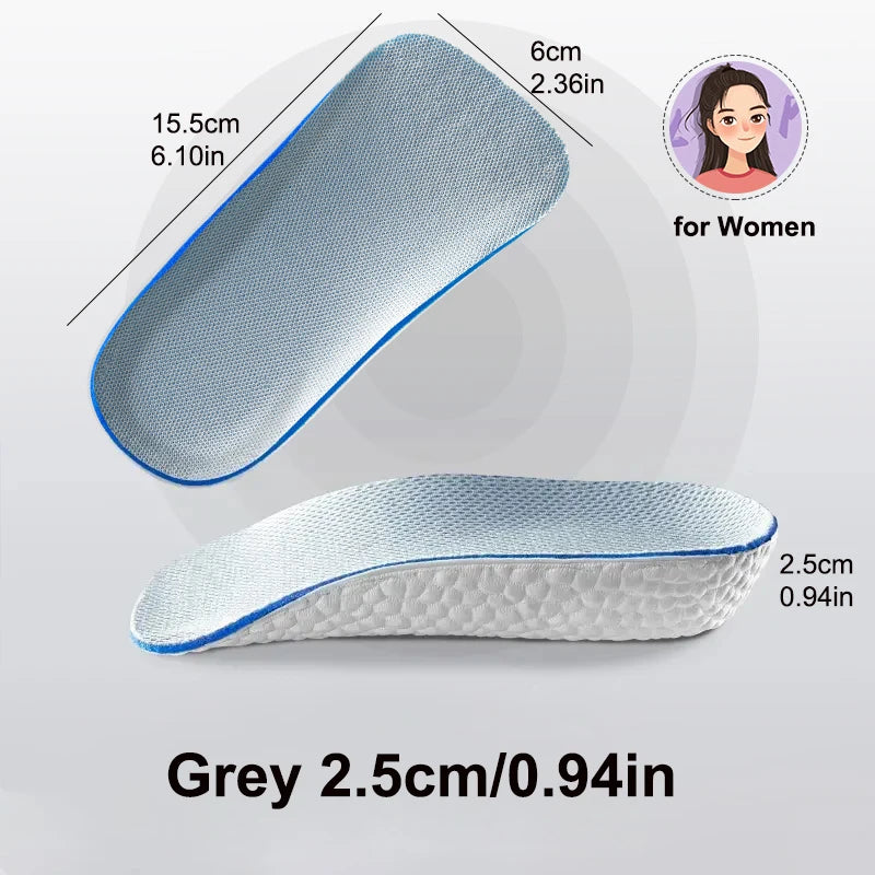 1.5cm 2.5cm 3.5cm Arch Support Height Increase Insoles Soft Half Insole for Men Women Feet Arch Support Orthopedic Shoes Pads