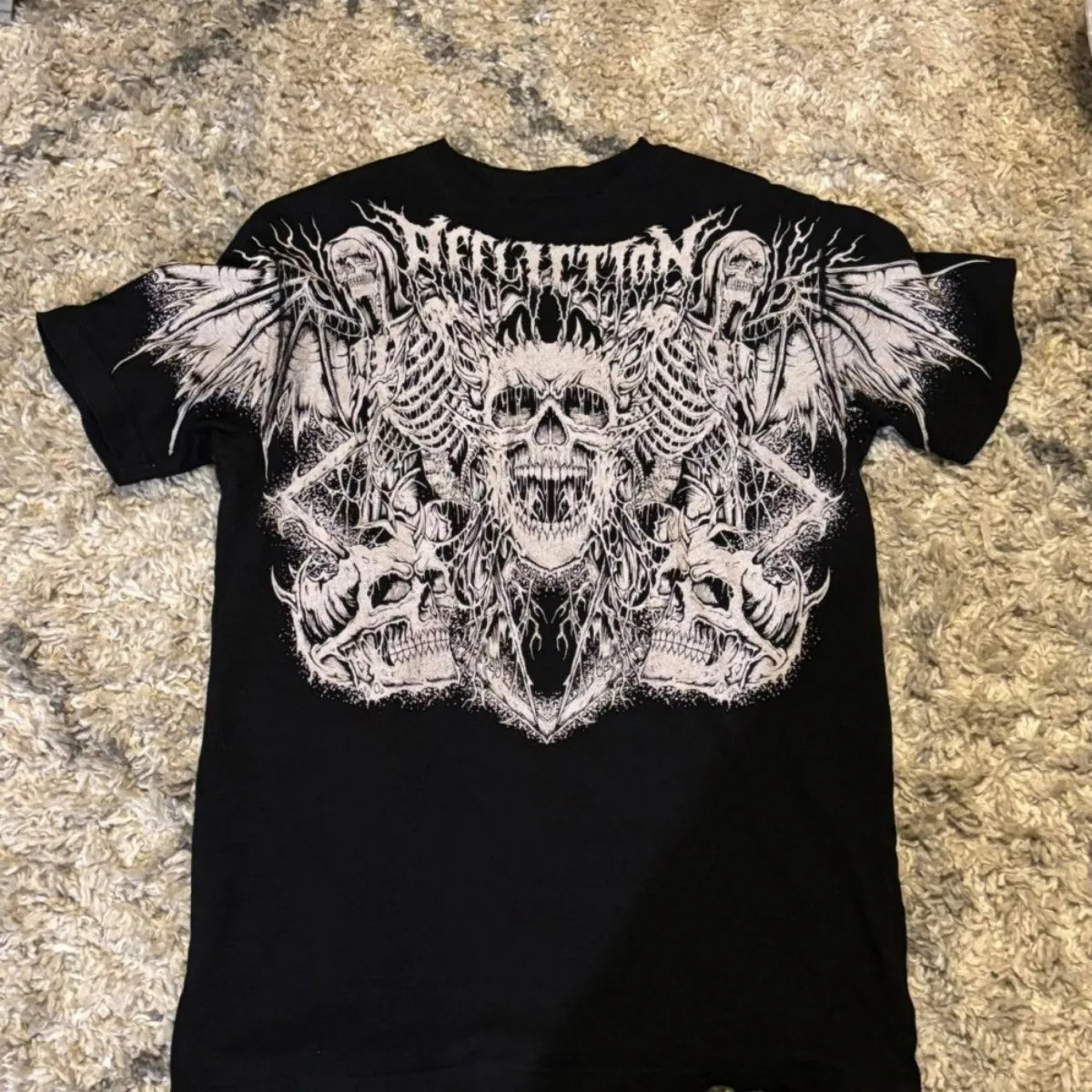 American style new men's summer skull print comfortable soft breathable round neck T-shirt outdoor fashionable high street top