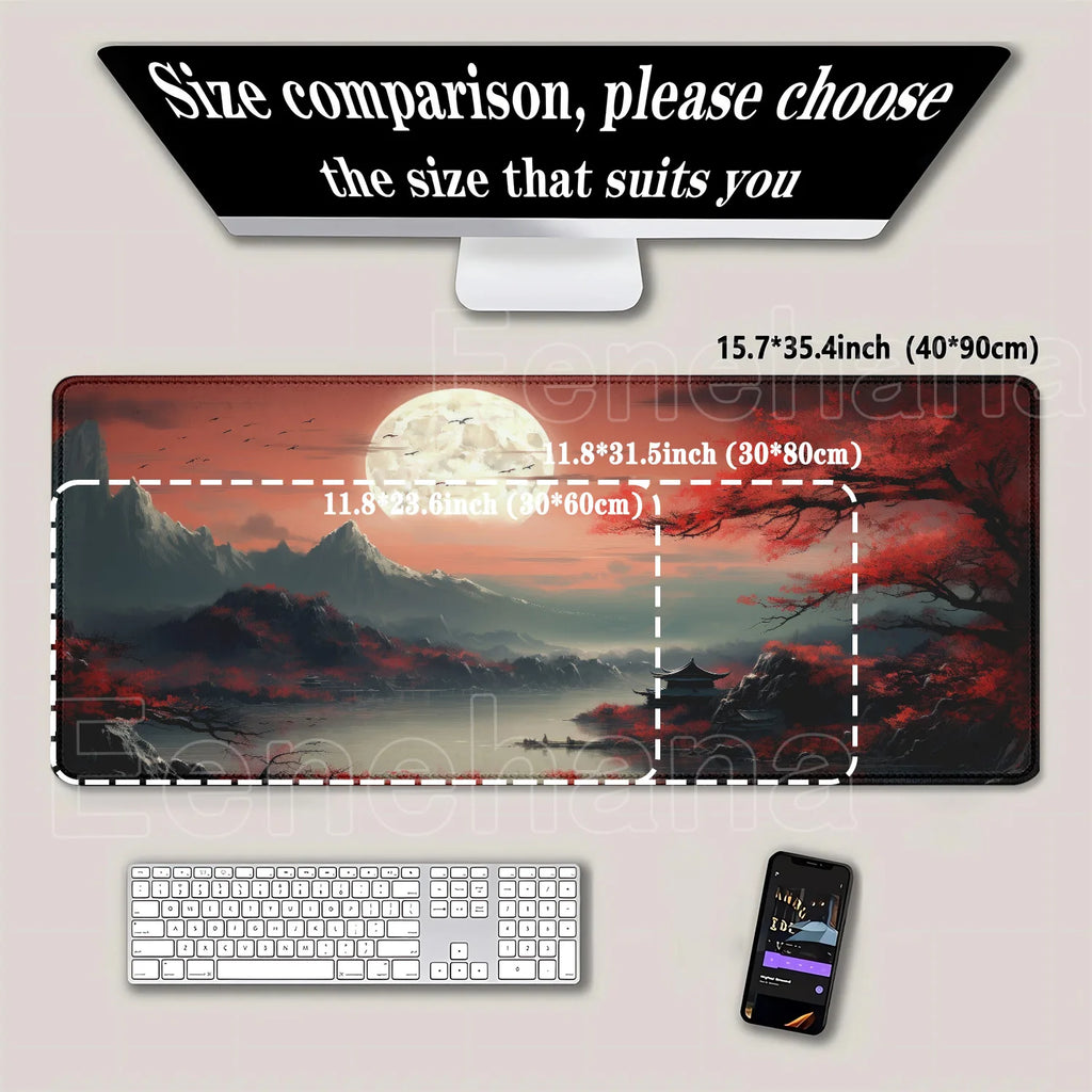 Mouse Pad Red and black art landscapes sunset large anti-slip offices accessories Mousepad keyboard HD Printing overlock Desk Ma