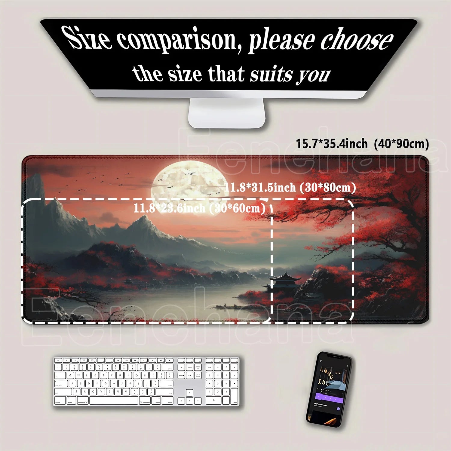 Mouse Pad Red and black art landscapes sunset large anti-slip offices accessories Mousepad keyboard HD Printing overlock Desk Ma