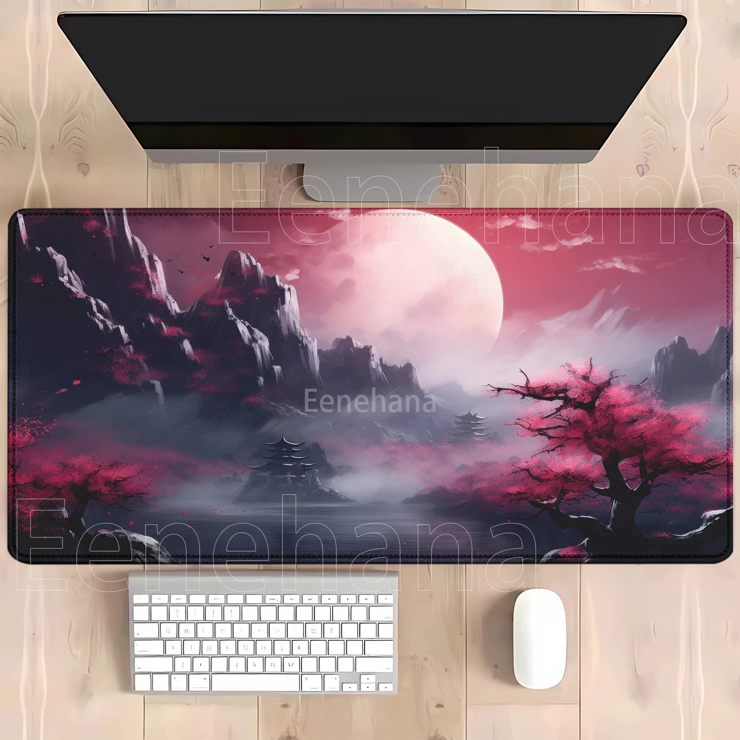 Mouse Pad Red and black art landscapes sunset large anti-slip offices accessories Mousepad keyboard HD Printing overlock Desk Ma