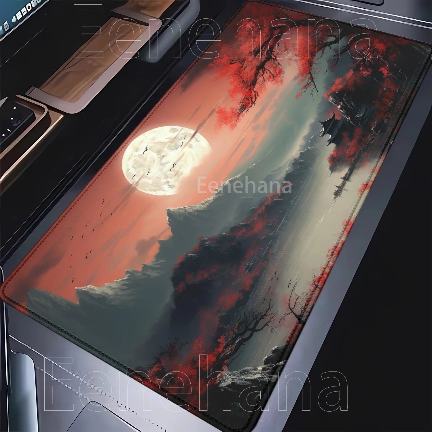 Mouse Pad Red and black art landscapes sunset large anti-slip offices accessories Mousepad keyboard HD Printing overlock Desk Ma