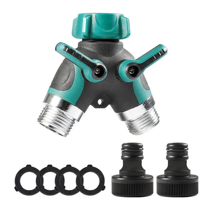 1pc EU US 3/4 Inch 2 Way Garden Hose Splitter Garden Tap Y-Type Watering Connector Distributor For Outdoor Faucet