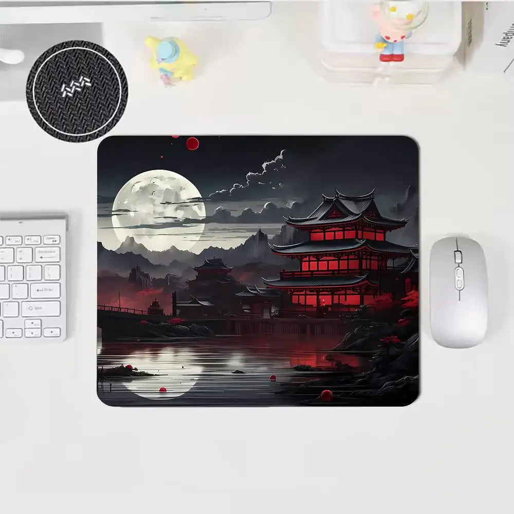 Full Moon Art Landscape Design small-sized mouse pad desk mat gaming mats pc accessories laptop office pads rubber anti-slip