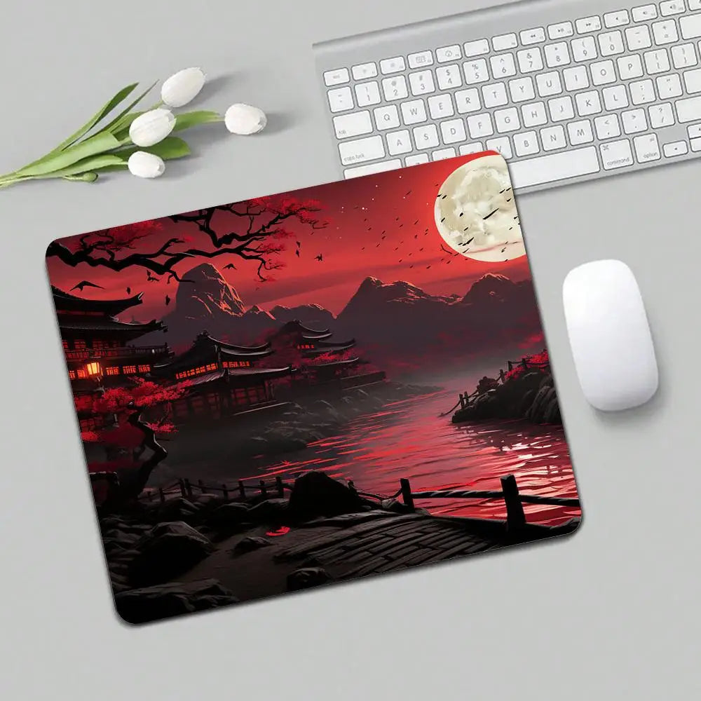 Full Moon Art Landscape Design small-sized mouse pad desk mat gaming mats pc accessories laptop office pads rubber anti-slip