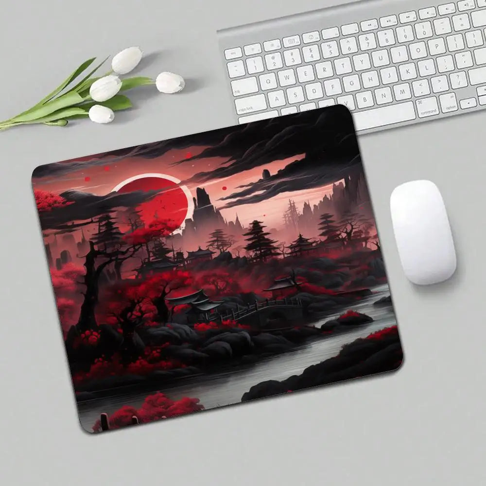 Full Moon Art Landscape Design small-sized mouse pad desk mat gaming mats pc accessories laptop office pads rubber anti-slip