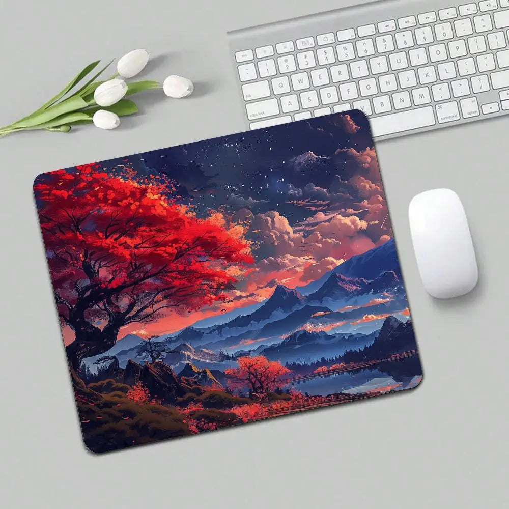 Full Moon Art Landscape Design small-sized mouse pad desk mat gaming mats pc accessories laptop office pads rubber anti-slip