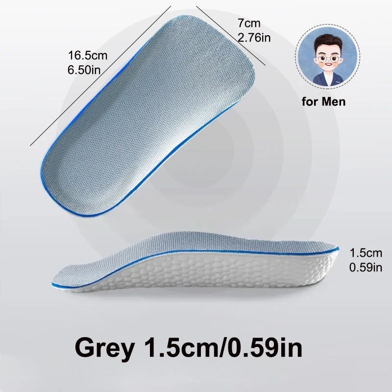 1.5cm 2.5cm 3.5cm Arch Support Height Increase Insoles Soft Half Insole for Men Women Feet Arch Support Orthopedic Shoes Pads