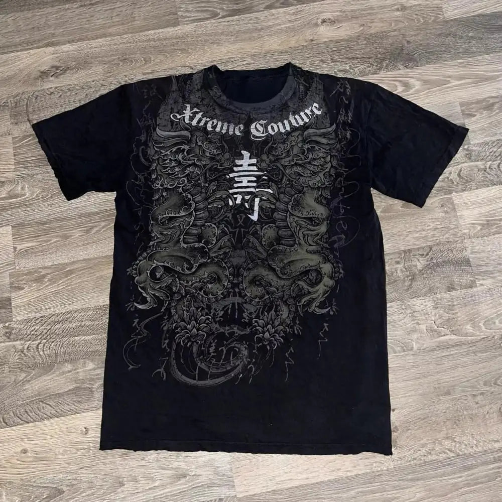 European and American men's summer fashion skull letter print comfortable and breathable round neck T-shirt outdoor street top