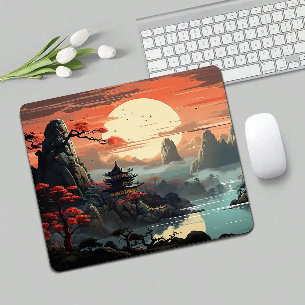 Full Moon Art Landscape Design small-sized mouse pad desk mat gaming mats pc accessories laptop office pads rubber anti-slip