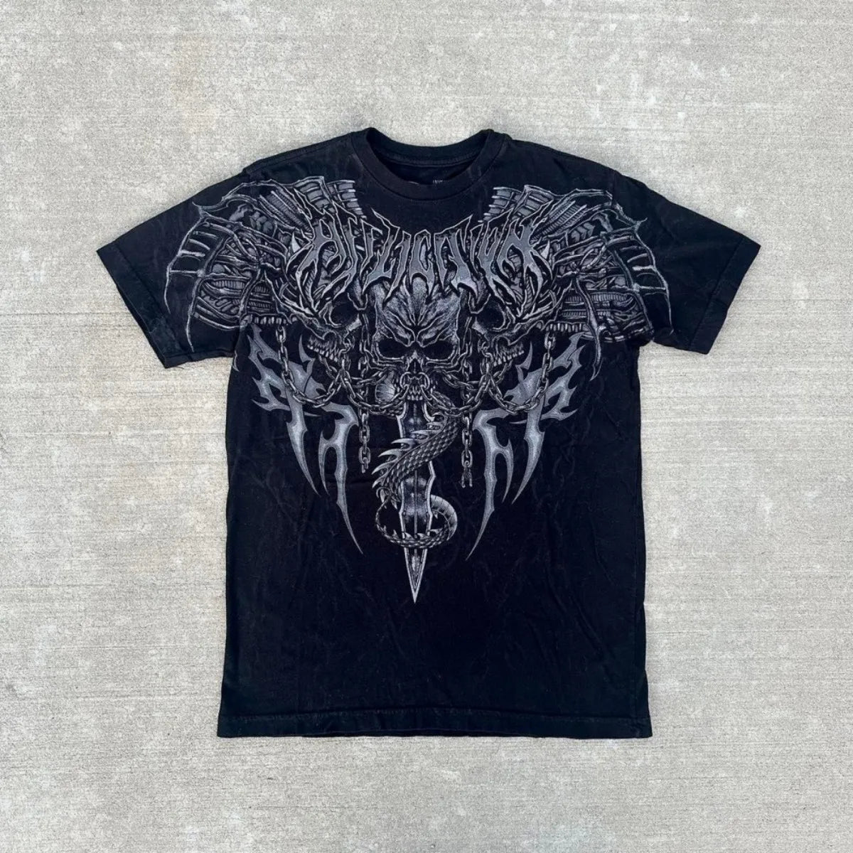 American style new men's summer skull print comfortable soft breathable round neck T-shirt outdoor fashionable high street top