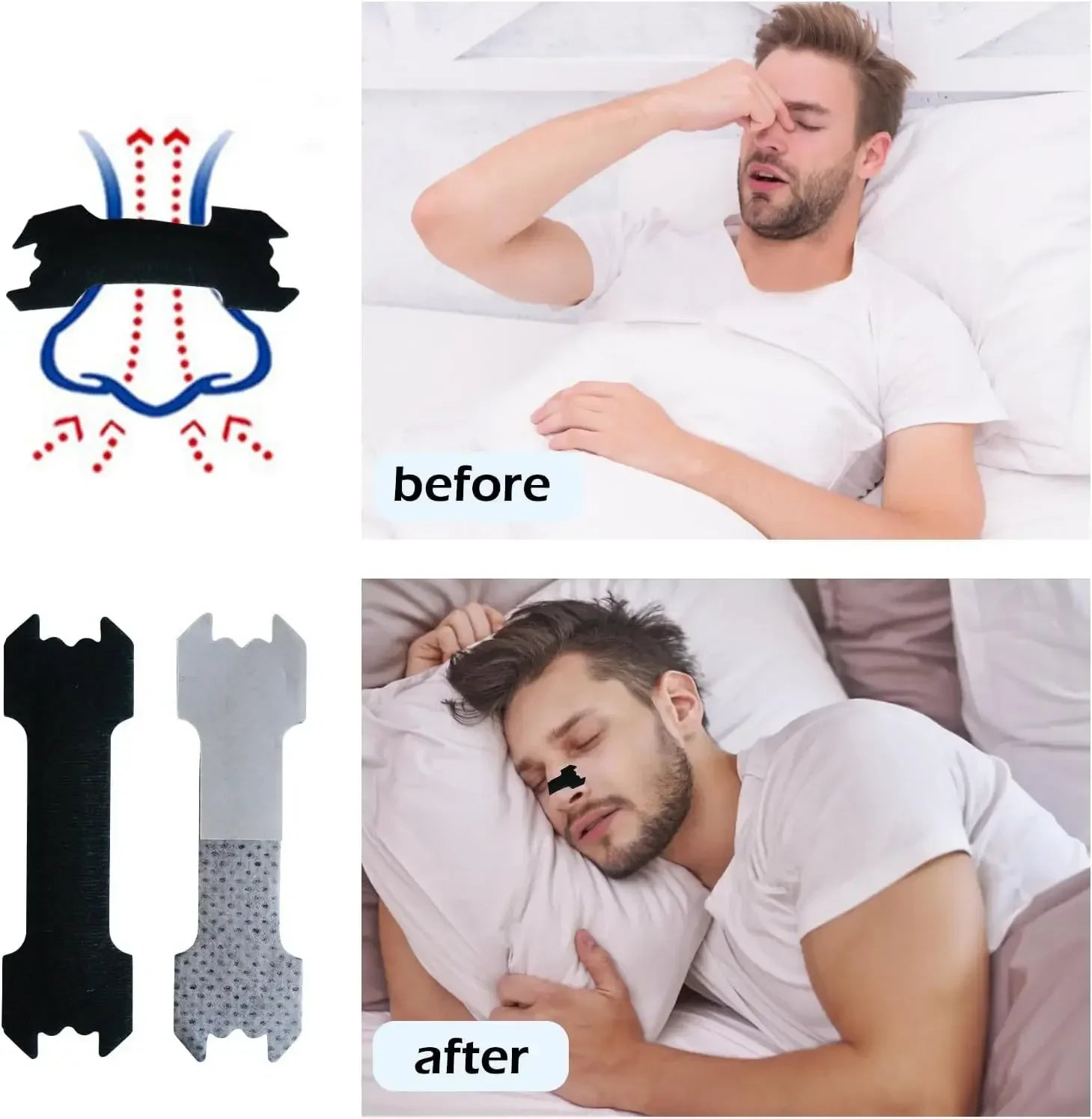 30/90/150, Anti Snoring Nose Patch Set Extra Strength Nasal Strips Better Breathing Non-Invasive Easier Breath Sleep Aid Decive