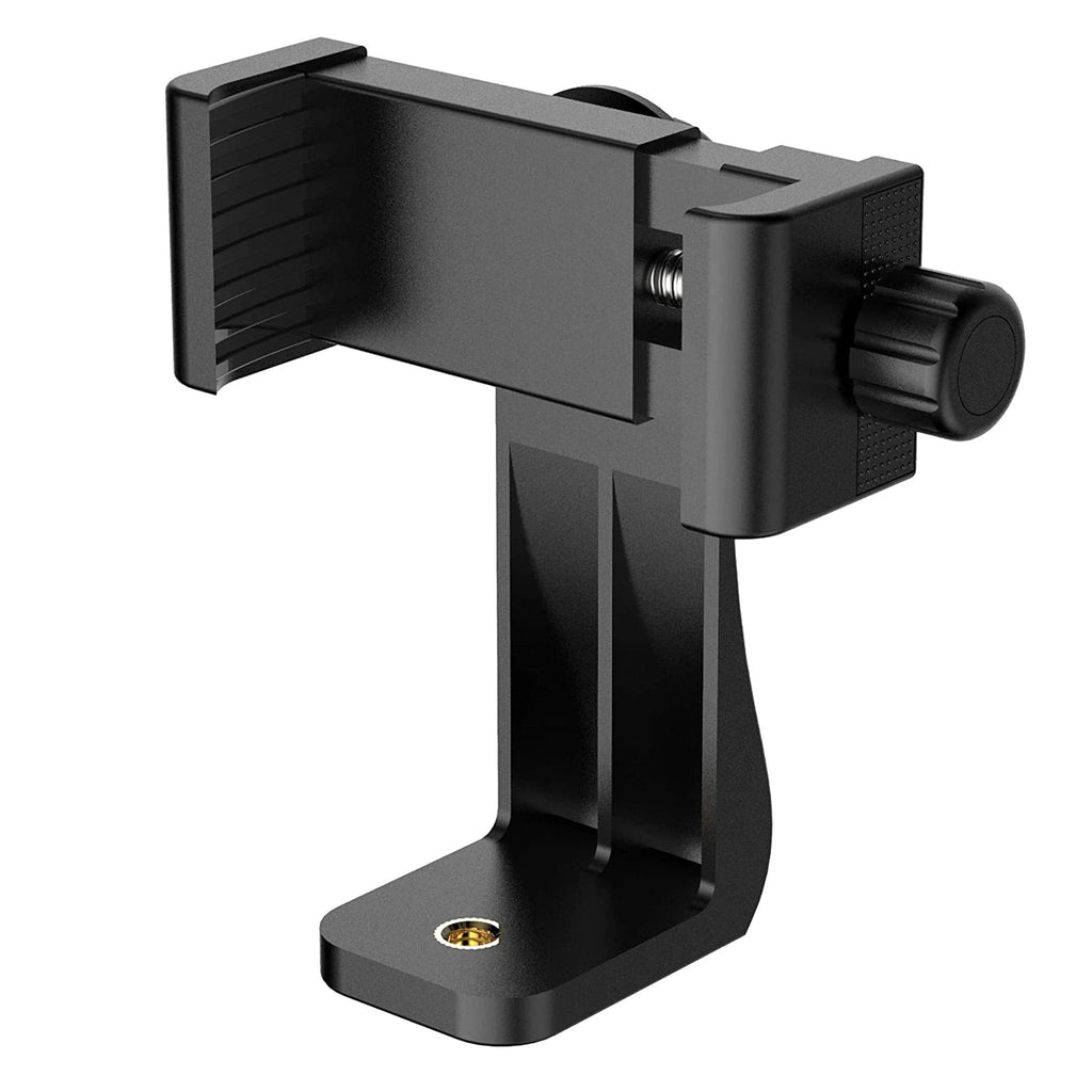 360° Degree Cell Phone Holder with Universal 1/4 Screw Adjustable Clamp Phone Tripod Mount Adapter Compatible with Smartphones