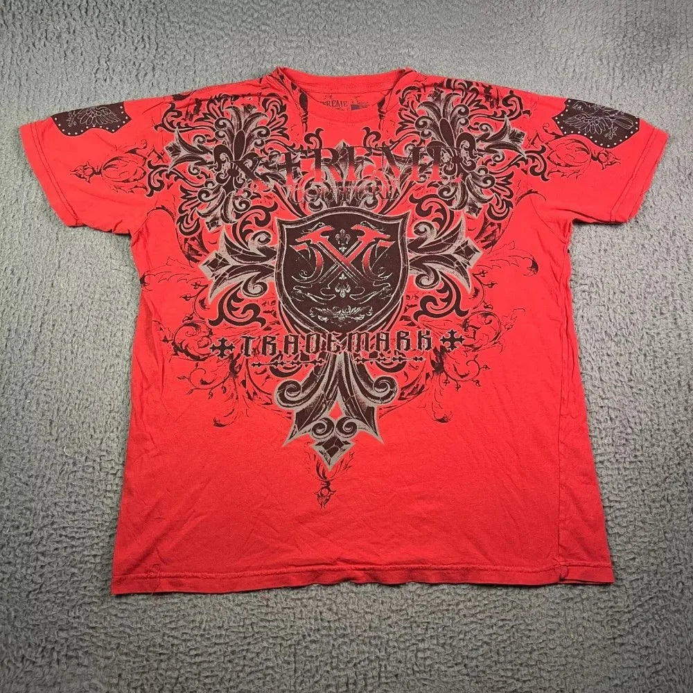 European and American men's summer fashion skull letter print comfortable and breathable round neck T-shirt outdoor street top