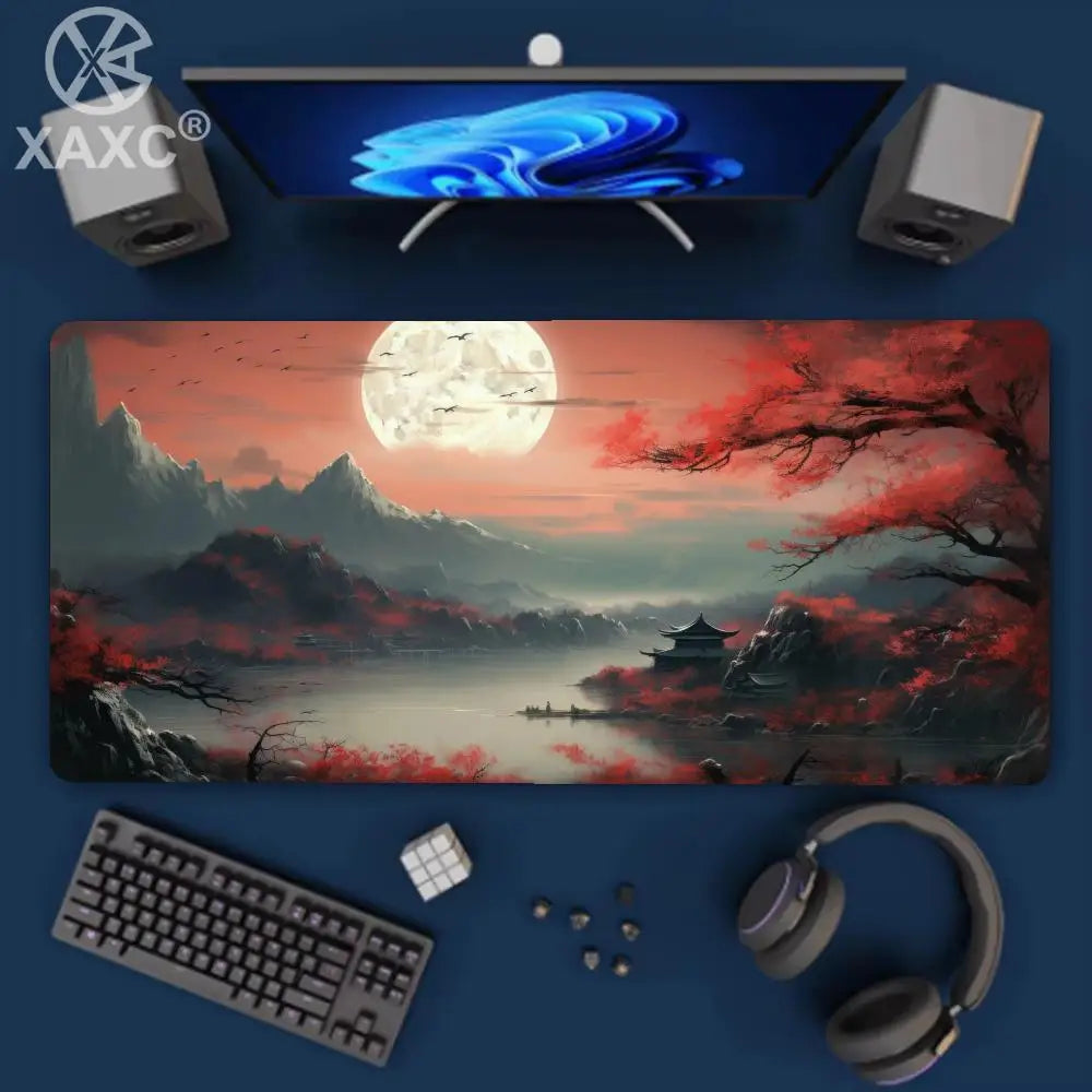 Red and black art landscapes large Mouse Pad anti-slip Durable Desk Mat offices accessories keyboard mouse mat tapis de XAXC