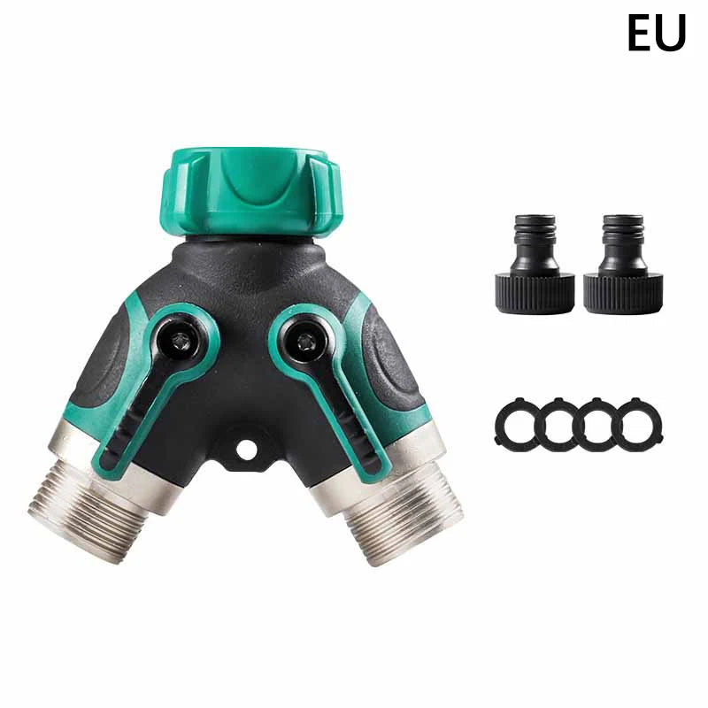 1pc EU US 3/4 Inch 2 Way Garden Hose Splitter Garden Tap Y-Type Watering Connector Distributor For Outdoor Faucet