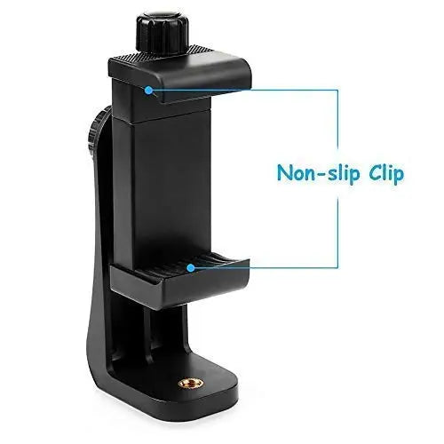 360° Degree Cell Phone Holder with Universal 1/4 Screw Adjustable Clamp Phone Tripod Mount Adapter Compatible with Smartphones