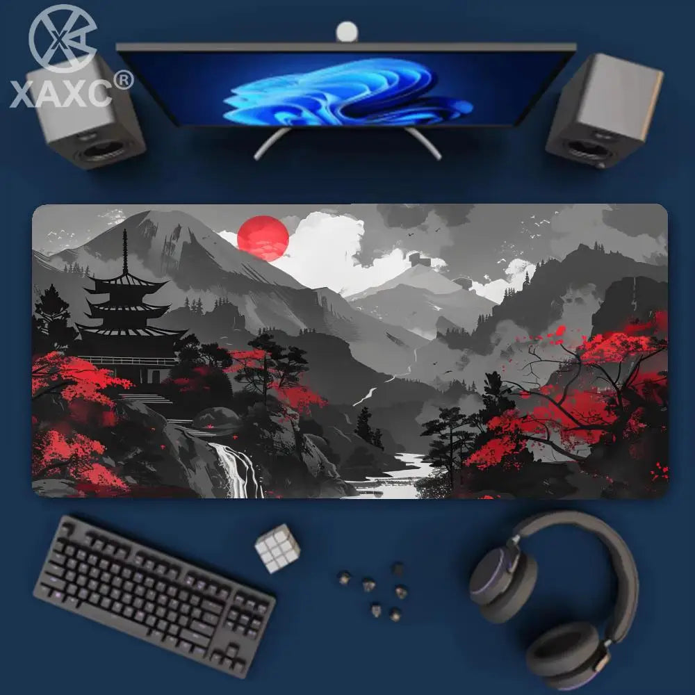 Red and black art landscapes large Mouse Pad anti-slip Durable Desk Mat offices accessories keyboard mouse mat tapis de XAXC